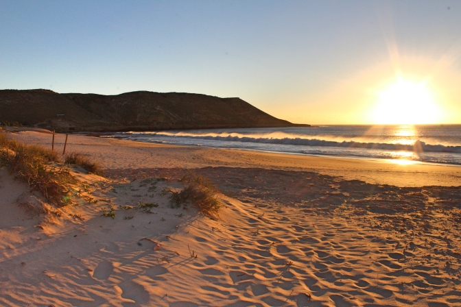 Sunset beach Red Bluff coast Western Australia